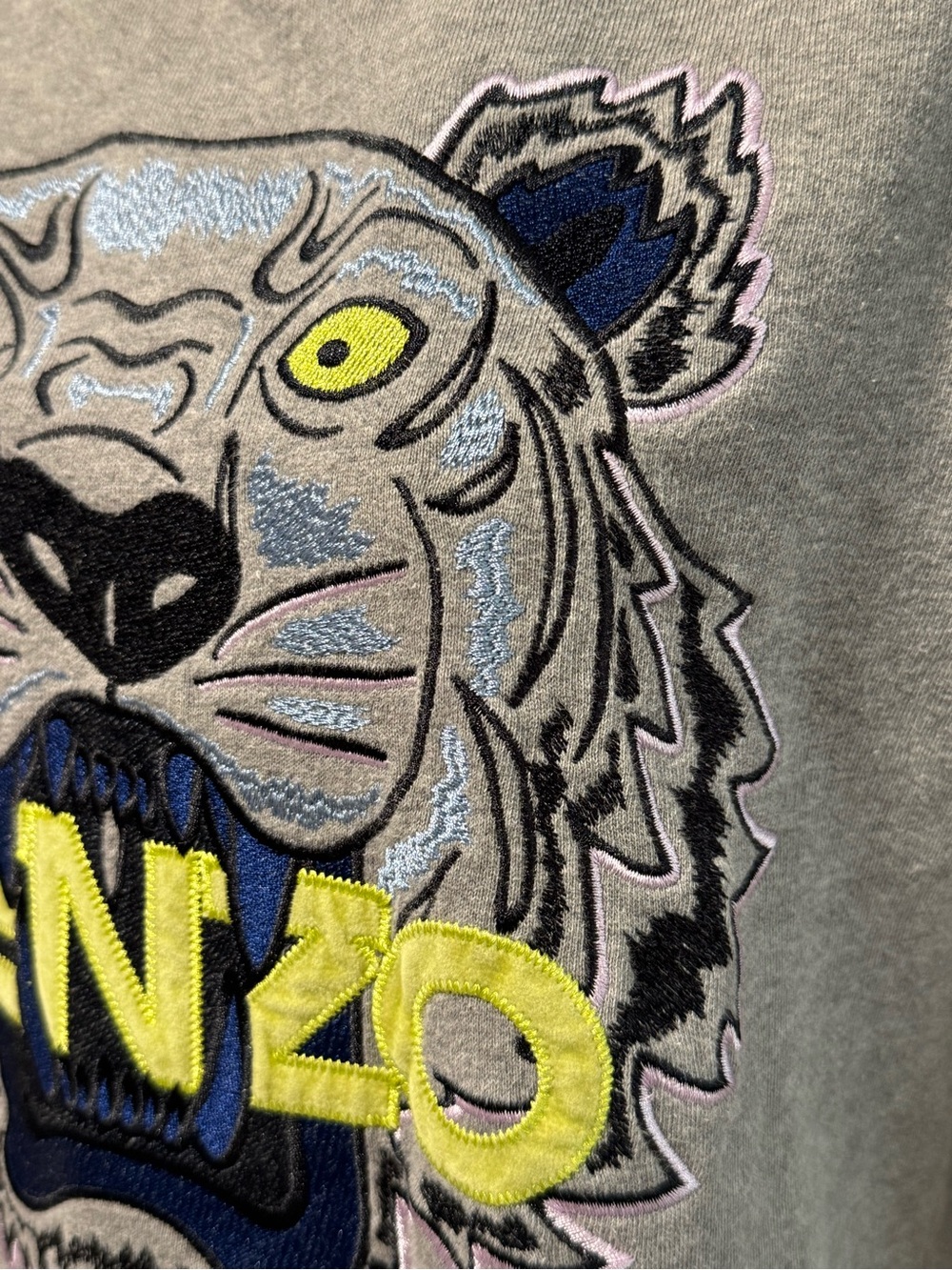 Kenzo Paris Tiger Embroidered Sweatshirt Grey Size Large - Picture 8 of 8